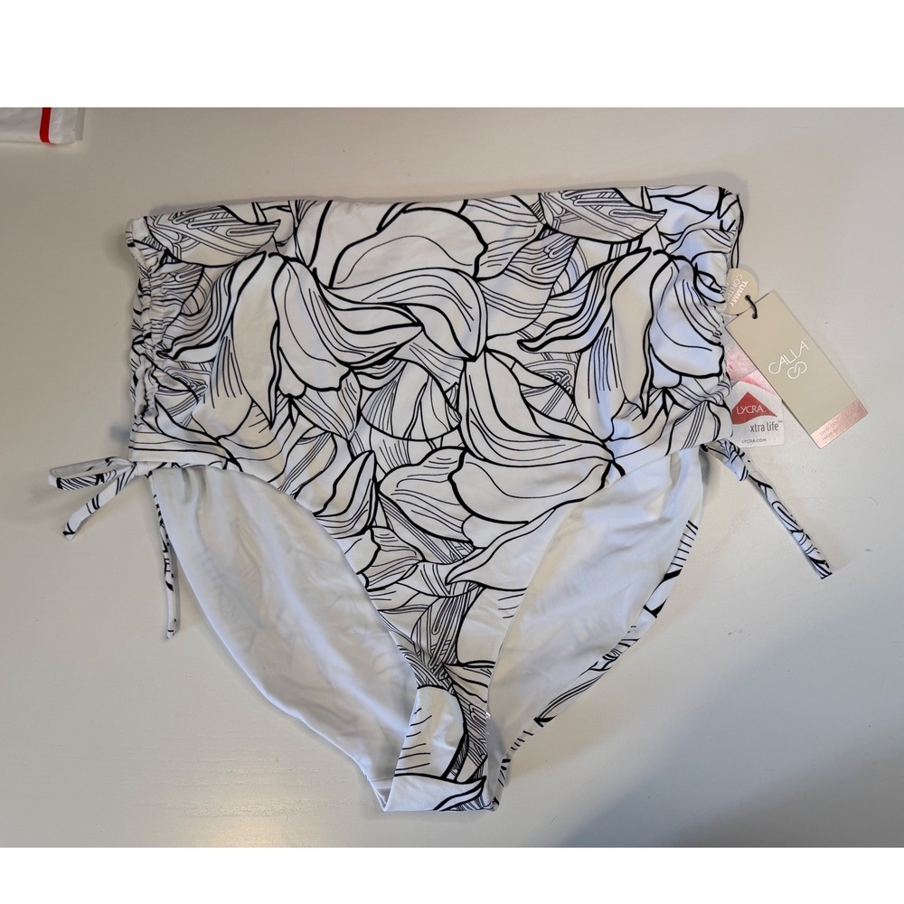 CALIA Women XXL High Rise Swim Bottom Tummy Control Floral WSA23410PRT